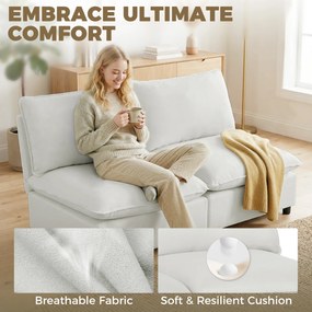 HOMCOM 2-osobowa sofa, 146 cm modułowa sofa z ekoskóry z szerokim i głębokim siedziskiem, grubymi poduszkami, łatwy montaż, Szara | Aosom PL