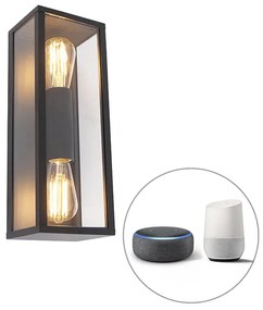 Zewnetrzna Inteligentna lampa ścienna czarna 38 cm 2-punktowa IP44 w tym Wifi ST64 - CharloisDesignerski Oswietlenie zewnetrzne