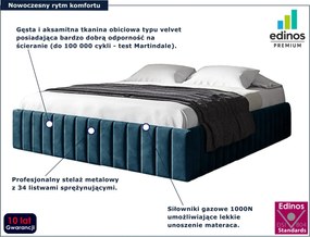 Granatowe nowoczesne łóżko z pojemnikiem 5 rozmiarów E1-W83