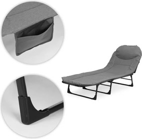 Leżanka turystyczna Venturo - składane łóżko polowe na camping, kolor szary