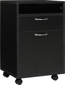 HOMCOM Kontener na kółkach z szufladami, 1 półka, 1 szuflada, 40 cm x 35 cm x 60 cm, Czarny