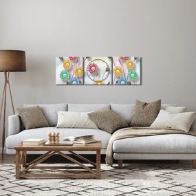 Obraz - Kolorowa łąka (z zegarem) (90x30 cm)