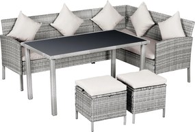 Outsunny Zestaw Mebli Ogrodowych 5-częściowy Rattan Wypoczynkowy Metal Szary | Aosom PL