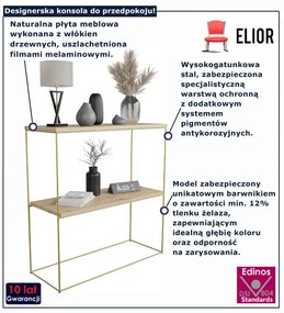 Konsola na metalowym stelażu dąb artisan + złoty N2-L19