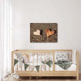 Obraz - Drewniane serca (70x50 cm)