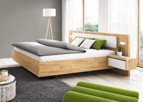 Łóżko Gino 160x200 z tapicerowanym zagłówkiem, stolikiem nocnym i oświetleniem LED