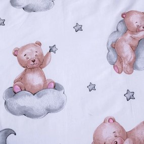 Biała bawełniana pościel dziecięca do łóżeczka 100x135 cm Teddy Bear "Ribbon" – Jerry Fabrics