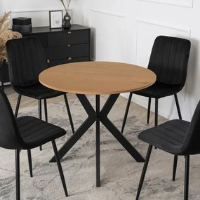 Stół Okrągły LAUREN 80 cm Dąb Złoty/Czarny Loft