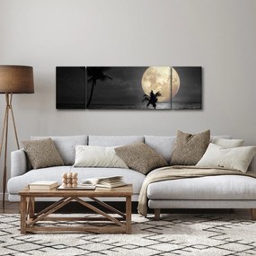 Obraz - Plaża pod pełnią księżyca w odcieniach szarości (170x50 cm)