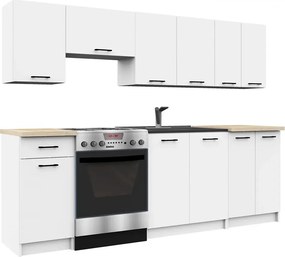 Zestaw Białych Mebli Kuchennych 240 Cm R8-M25
