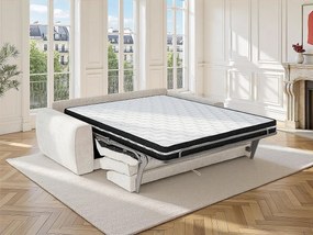 Kanapa 3-osobowa rozkładana typu express z beżowej tkaniny szenilowej - Powierzchnia spania 140 cm - Materac 16 cm VOMERA od Maison Céphy