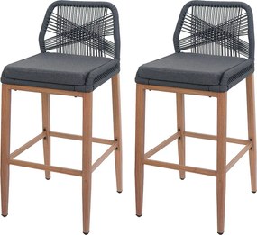 Stołek barowy MCW-O21 (zestaw 2 szt.),  antracyt, poduszka ciemnoszara