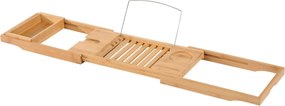 HOMCOM Półka na Wannę Bambusowa Rozsuwana Nakładka na Wannę Naturalny Kolor 70-105x21 8x5cm | Aosom PL