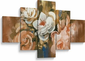 Obraz- Malowany bukiet kwiatów (125x70 cm)
