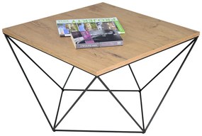 Druciany stolik kawowy w stylu loft dąb lancelot + czarny - Mokita 3X