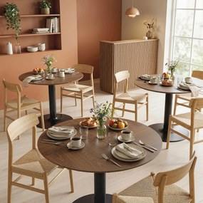 HOMCOM Okrągły stół dla 6 osób, 110 cm Nowoczesny stół kuchenny z podstawą do salonu, Brązowe usłojenie drewna | Aosom PL