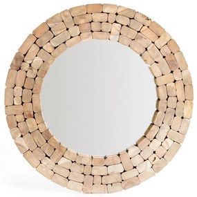 Lustro z drewnianą ramą ścienne ø 80 cm Eliptic – Kave Home