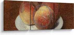 Obraz - Henri Fantin-Latour, Three Peaches on a Plate, reprodukcje (z zegarem) (90x30 cm)