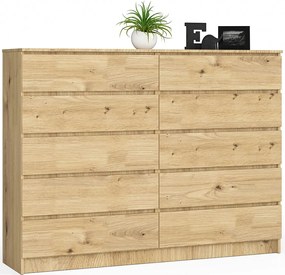 Komoda AKORD K160 Dąb Artisan 160 cm 10 szuflad kolor Dąb Artisan mat 160x40x121 cm