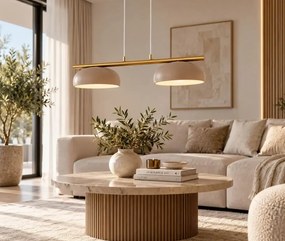 Olaf 2 Złoto Beżowa – podłużna lampa wisząca nad stolik kawowy