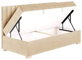 Beżowe łóżko dziecięce ze schowkiem i materacem 90x200 cm Chill – Ghado