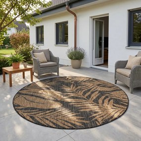 Dywan uniwersalny MIRA Liście Czarno Brązowe koło 200 cm x 200 cm