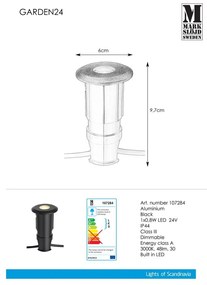 Czarna wbijana lampa Markslöjd Garden 24 Decklight, ø 60 mm