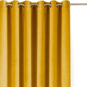 Musztardowa aksamitna zasłona częściowo zaciemniająca (dimout) 140x175 cm Velto – Filumi