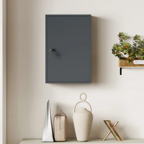 kleankin Wisząca szafka na leki, szafka łazienkowa z 3 półkami, 2 kluczami, 40 x 18 x 60 cm, szary | Aosom PL