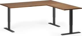 Narożne biurko z regulacją wysokości, 180x180 cm, 3 silniki, L/P, czarna podstawa, orzech