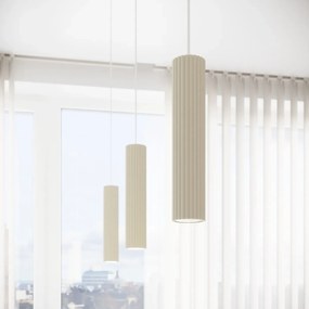Lampa wisząca KARBON 1 beżowa ryflowana SOLLUX  LIGHTING