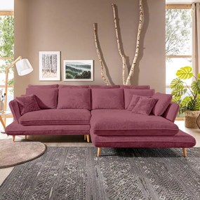 Narożnik MONTE Prawostronny z funkcją spania, pojemnikiem i poduszkami, Sorriso 10 Bordowy WERSAL