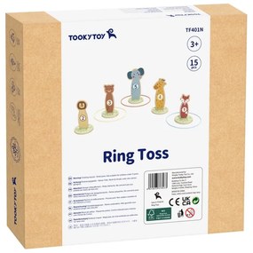 Tooky toy rzut do celu drewniana gra zręcznościowa obręcze 15 el.