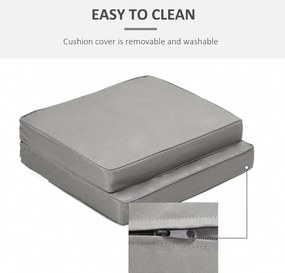 Outsunny Zestaw 2 Poduszek, 56 x 52 cm, Poduszki na Krzesła z Zamkiem, Pokrowiec z Tkaniny, 7 cm Wypełnienie, Pralne, Jasnoszary