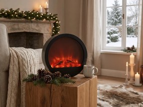 Dekoracja LED okrągły kominek COZY WARM 35x34,5 cm, czarny.