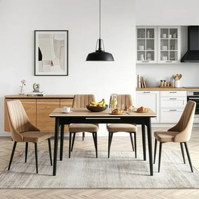 Stół Rozkładany Prostokątny SAMER 120-160 cm Ceramiczny Dąb/Czarny Nowoczesny