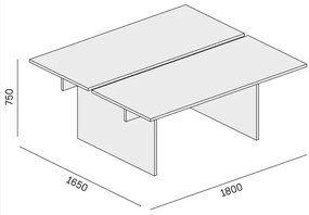 Biurko DOUBLE SOLID, 180x165 cm, dąb naturalny