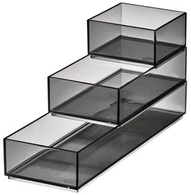 Organizery łazienkowe na kosmetyki z plastiku z recyklingu w kolorze matowej czerni zestaw 3 szt. Stack & Slide – iDesign