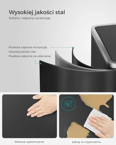 Kosz do segregacji odpadów SORT, 2x30 l + worki na śmieci, czarny/srebrno SongmicsHome