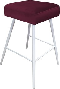 Hoker MAX krzesło barowe tkanina Welur podstawa metalowa : Kolor nogi - Biały stożek, Kolor tkaniny - VELVET - MG02, Typ siedziska - Siedzisko stałe