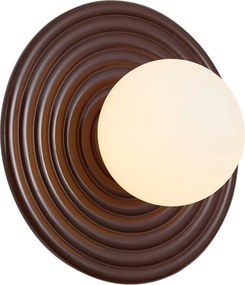 Retro Lampa Ścienna Brązowa z Opalowym Kloszem Okrągłym 20cm IP44 - Lila