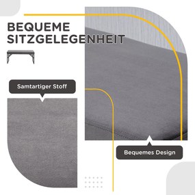 HOMCOM Ławka Sypialniana Aksamitna Tapicerka Elegancka do Makijażu i Salonu Wysoki Komfort Ciemnoszara | Aosom PL