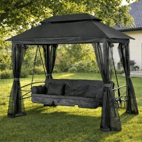 Huśtawka Ogrodowa CARMEN Szara/Czarna Nowoczesna