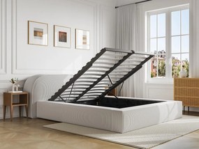 Łóżko ze skrzynią 180 x 200 cm - Sztruks - Kremowy - Z materacem - LIRABA marki Maison Céphy