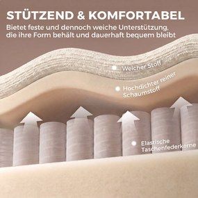 HOMCOM Sofa 3-osobowa, zaokrąglona i bezramowa, z przestronnym siedziskiem, grubo tapicerowana, bez montażu, kremowo-biała | Aosom PL