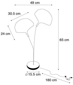 Orientalna lampa stołowa mosiężna z czarnym 2-punktowym światłem - LoukaKolonialny Oswietlenie wewnetrzne