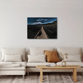 Obraz na szkle - drewniana ścieżka o zmierzchu (70x50 cm)