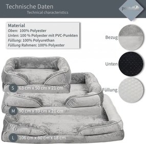 Legowisko dla psa rozmiar L, jasnoszare, 106 x 80 x 18 cm