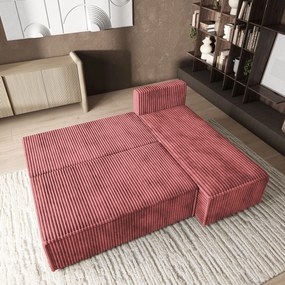 Masseno Narożnik BRISO z funkcją spania i pojemnikiem na pościel Narozniki L, Rozkładana sofa - Pudrowy róż, TILIA 62