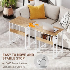 HOMCOM Biurko Składane, Przekształcane w Stolik Pomocniczy, z Otwartą Półką, Naturalne